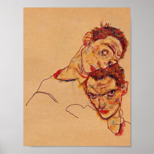 Póster Egon Schiele - Doble autorretrato