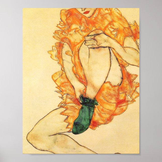 Póster Egon Schiele- El Green Stocking (Frente)