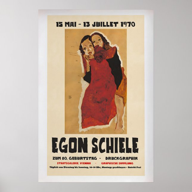 Póster Egon Schiele Exhibition Poster 1970 Vintage Art (Frente)