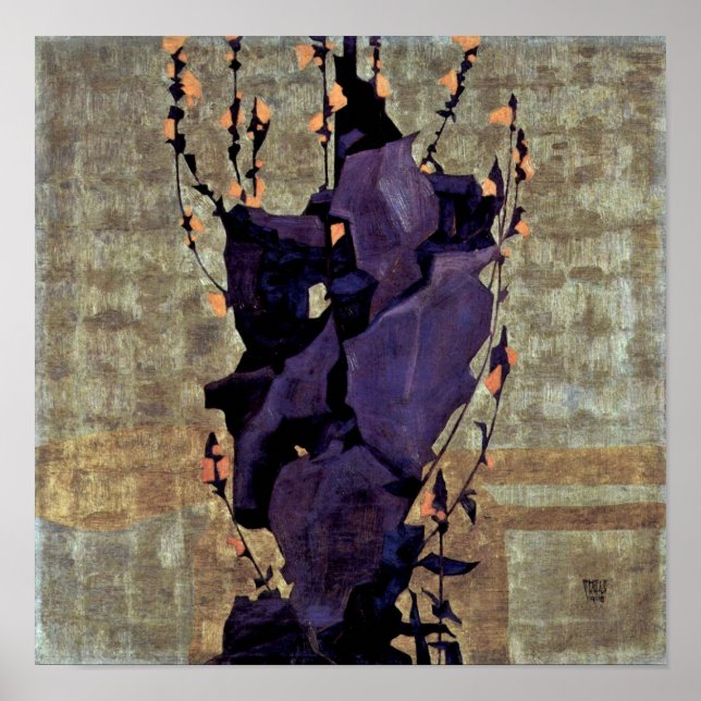 Póster Egon Schiele - Flores estilizadas todavía vivas (Frente)