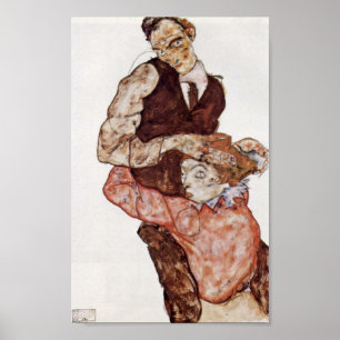 Póster Egon Schiele - Lovers
