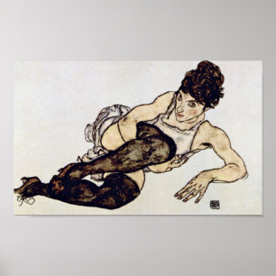 Póster Egon Schiele - mujer con las medias verdes