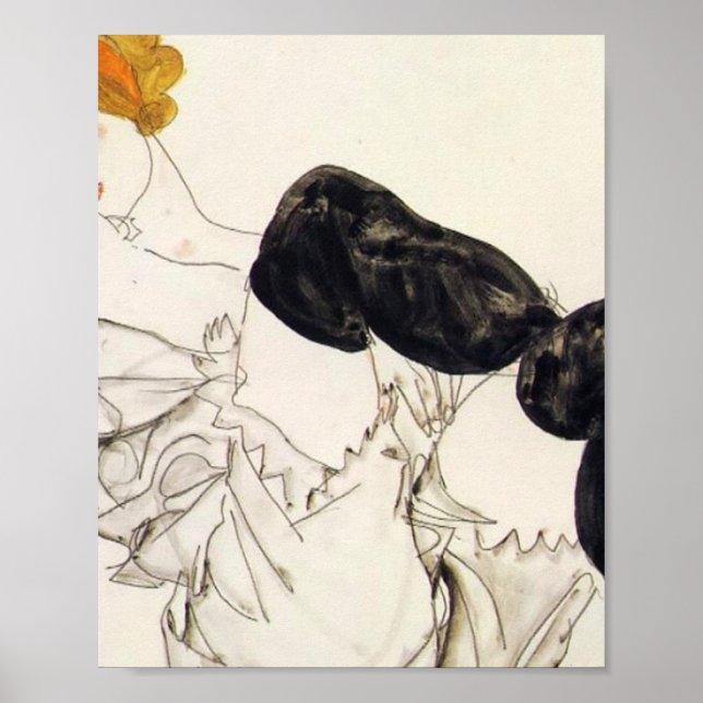 Póster Egon Schiele - Mujer En Valores Negros (Frente)