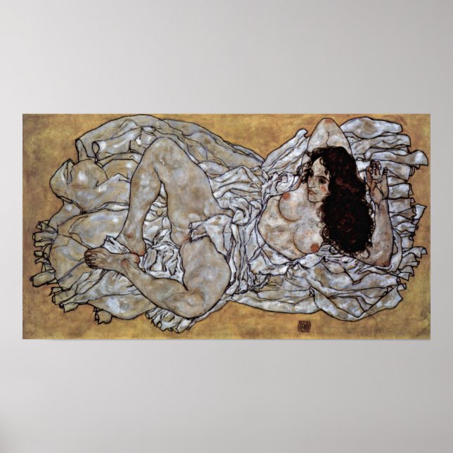 Póster Egon Schiele - Mujer mentirosa (Frente)