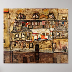 Póster Egon Schiele - Muro De La Casa En El Río
