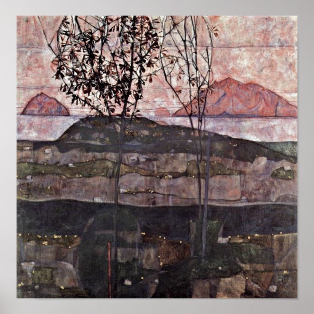 Póster Egon Schiele - puesta de sol (Frente)