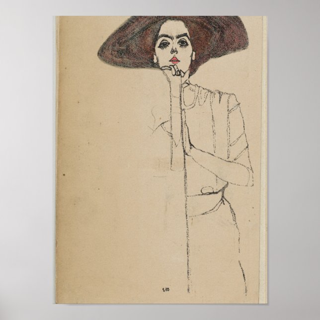Póster Egon Schiele - Retrato De Una Mujer (Frente)