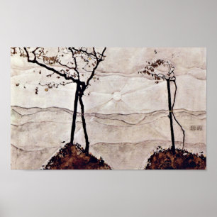 Póster Egon Schiele - sol y árboles del otoño