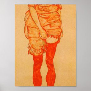 Póster Egon Schiele - Standing Woman In Red 1913