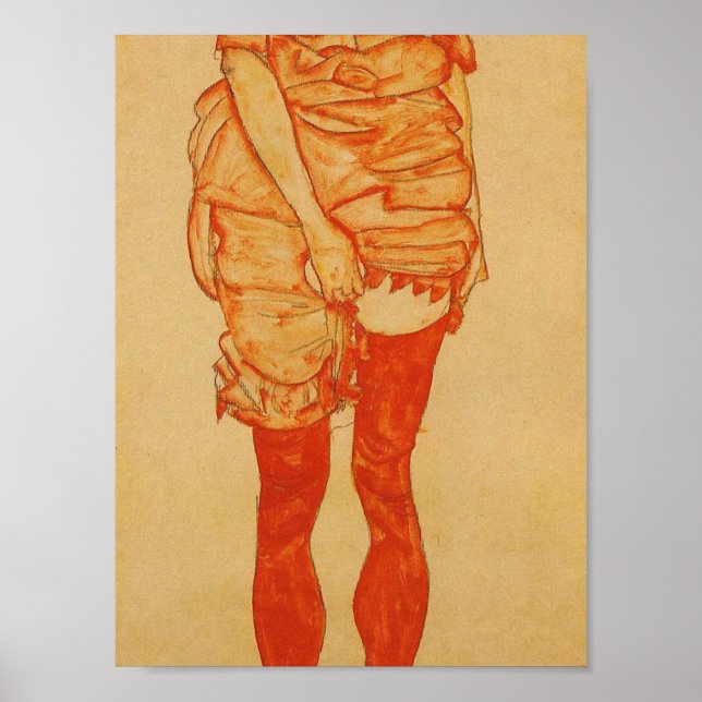 Póster Egon Schiele - Standing Woman In Red 1913 (Frente)