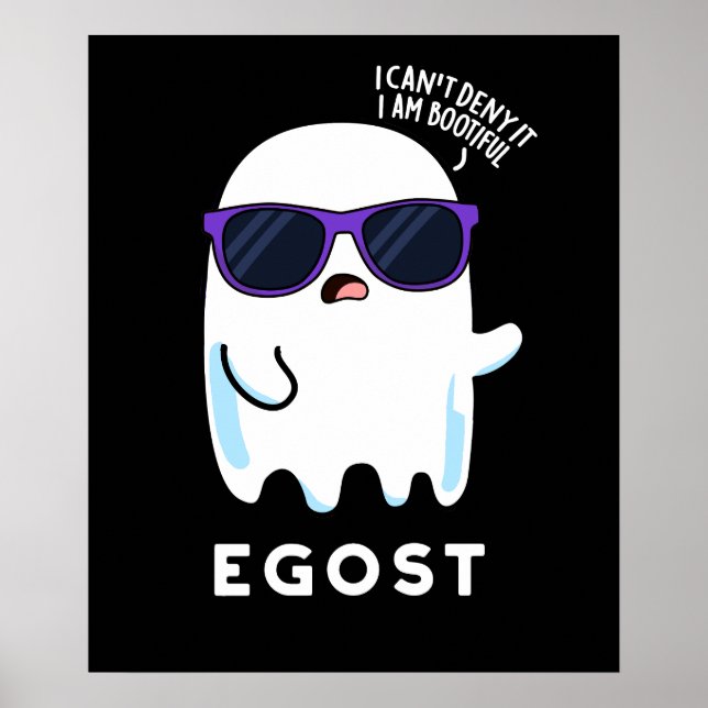 Póster Egost Funny Halloween Ego Ghost Pun Dark BG (Frente)
