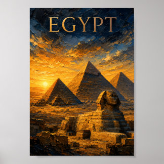 Póster Egypt: Golden Sunset Pyramids Art Souvenir