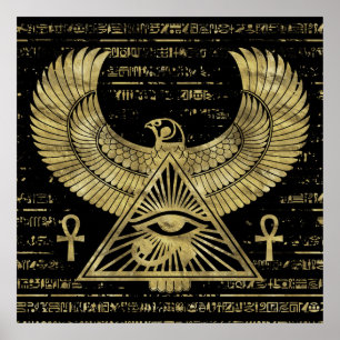 Póster Egyptian Eye of Horus - Wadjet Gold and Black