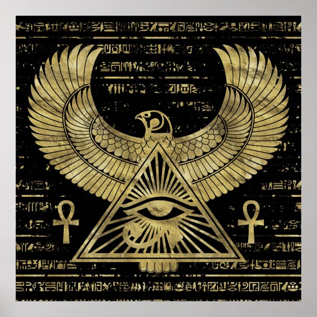 Póster Egyptian Eye of Horus - Wadjet Gold and Black (Frente)