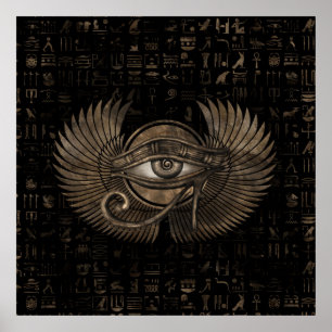 Póster Egyptian Eye of Horus - Wadjet Vintage Gold