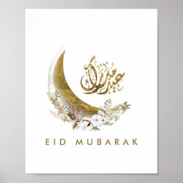 Póster Eid Mubarak | Caligrafía árabe | Luna de Oro