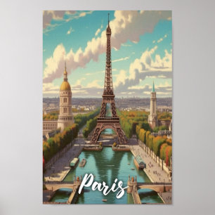 Póster Eiffel Paris Francia Viaje Famoso Viaje Lugar