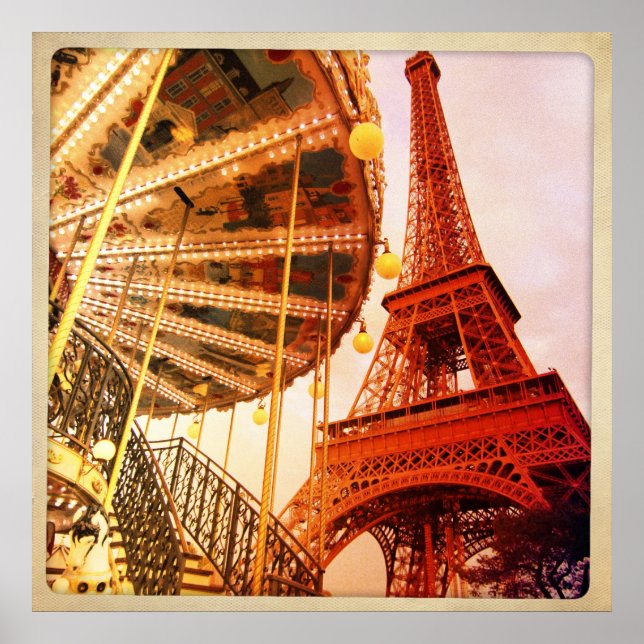 Póster Eiffel Tower and Carrousel (Frente)