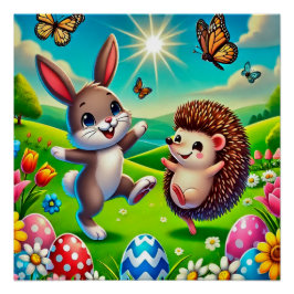 Póster Ein glücklicher Hase und Igel