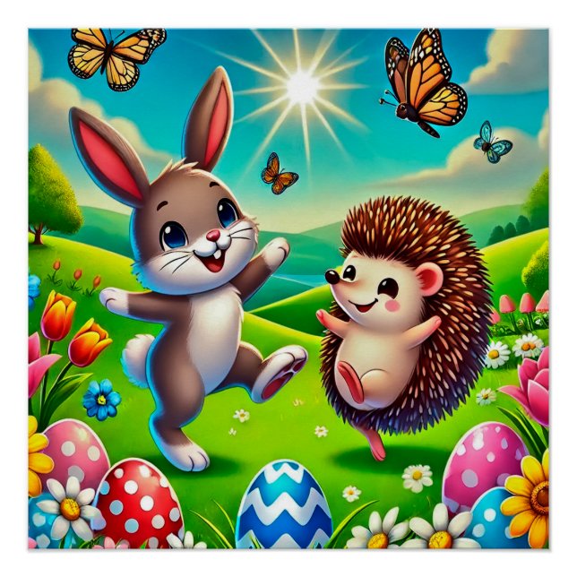 Póster Ein glücklicher Hase und Igel (Anverso)