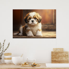 Póster Ein niedliches Poster mit einem Hunde-Welpen