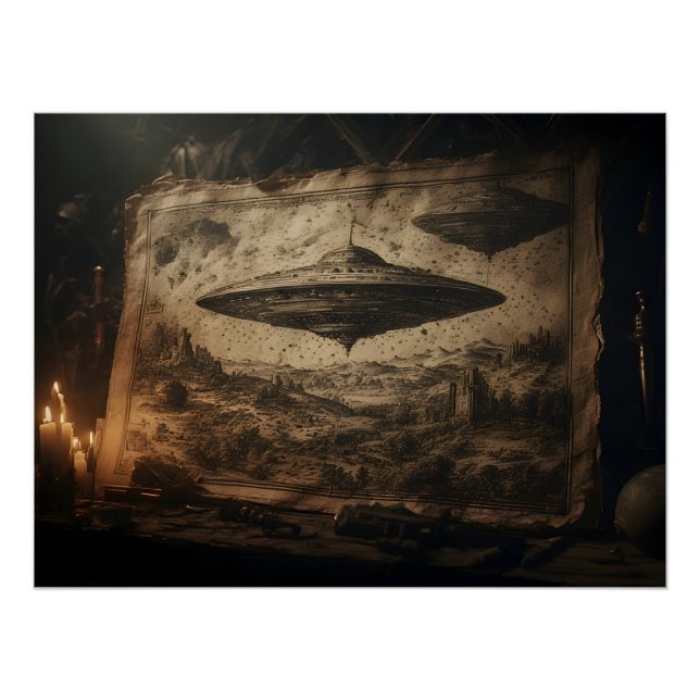 Póster Ein UFO im Stil von Leonardo da Vinci (Anverso)