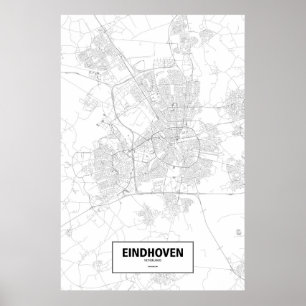 Póster Eindhoven, Países Bajos (negro sobre blanco)