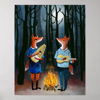 Póster Eine Kleine Foxmusik - Cute Foxes toca música.