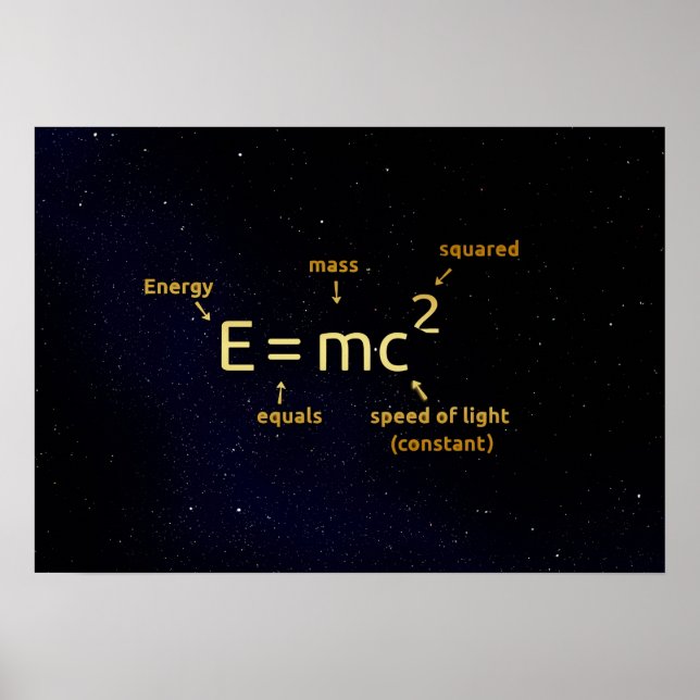 Póster einstein fórmula matemática en poster de estrellas (Frente)