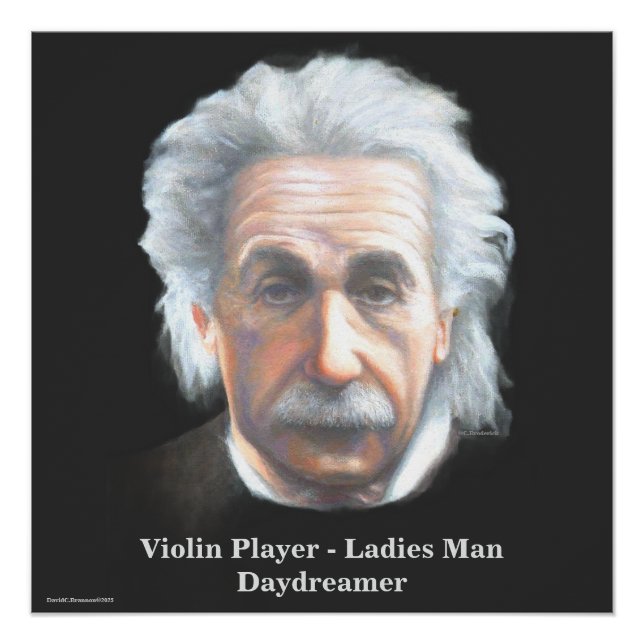 Póster Einstein- Violin Player, Ladies Man, Daydreamer (Anverso)