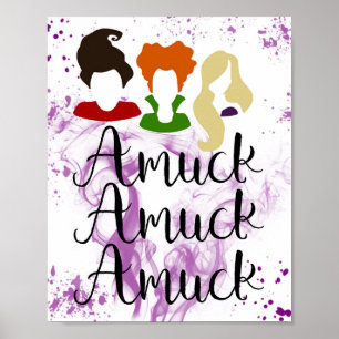 Póster Ejecutar Amuk, Poster de bruja de Halloween curs