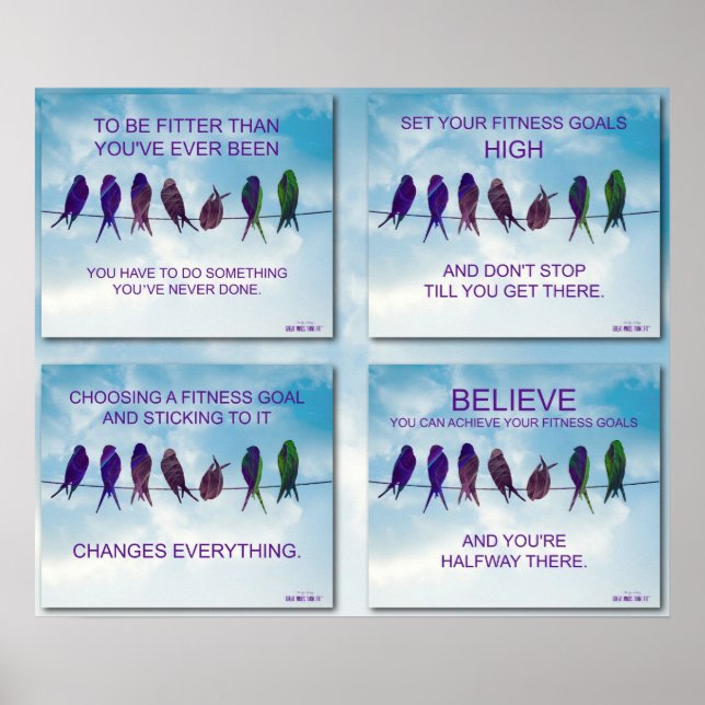 Póster Ejercer cotizaciones con aves y Sky Collage 2 (Frente)