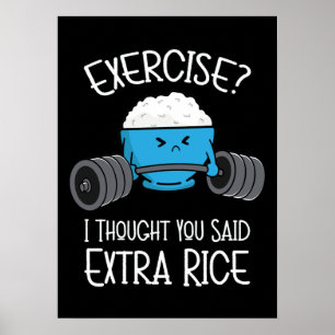 Póster Ejercicio - Arroz extra - Poster divertido
