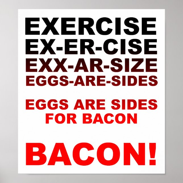 Póster Ejercicio = Bacon Funny Poster (Frente)
