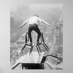 Póster Ejercicio de equilibrio del tejado, 1910. Foto del