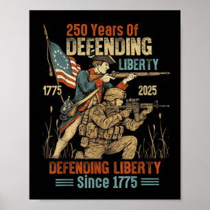 Póster Ejército Americano 250 Aniversario Defendiendo la