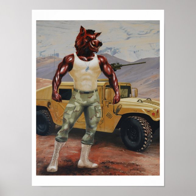 Póster Ejército de los soldados de Arkansas Hog Razorback (Frente)