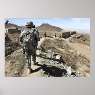 Póster Ejército Nacional Afgano y soldados estadounidense