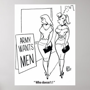 Póster Ejército quiere hombres, divertido vintage