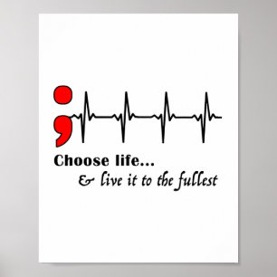 Póster Ekg Semicolón Prevención de la Conciencia sobre el