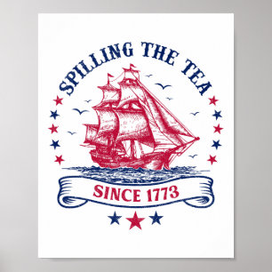 Póster El 4 De Julio Derramando El Tea 1773 Divertido Est