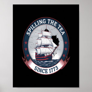 Póster El 4 De Julio Derramando El Tea 1773 Divertido Est