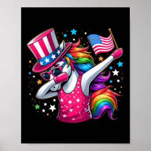 Póster El 4 De Julio El Tío Unicornio Sam Chica La Bander