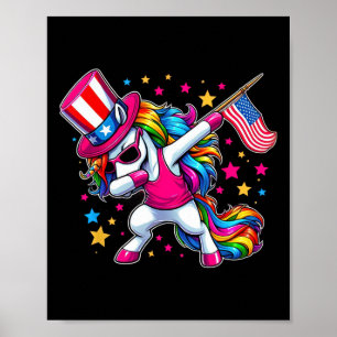 Póster El 4 De Julio El Tío Unicornio Sam Chica La Bander