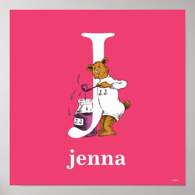 Póster El ABC de Dr. Seuss: Letra J - Blanco | Agrega tu  (Frente)