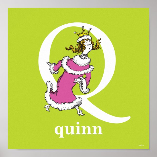 Póster El ABC de Dr. Seuss: Letra Q - Blanco | Agrega tu  (Frente)