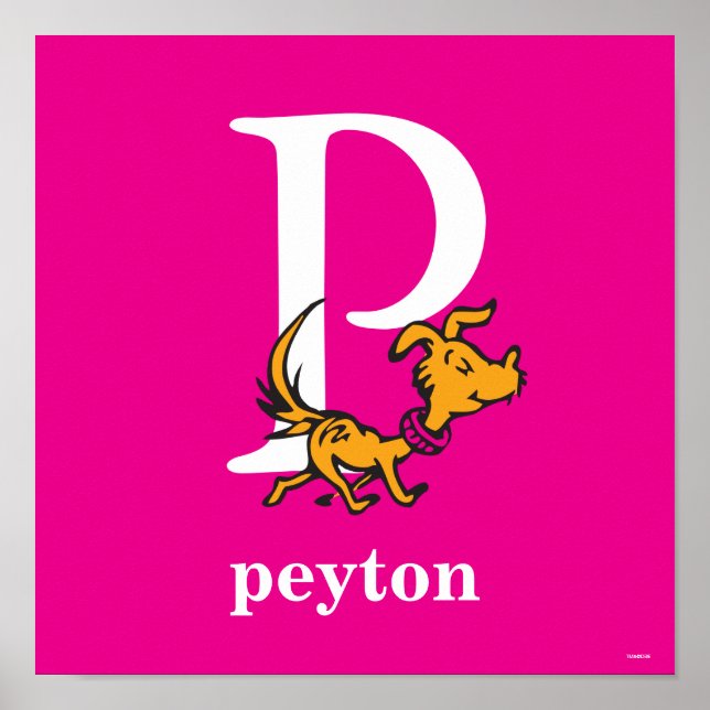 Póster El ABC del Dr. Seuss: Carta P - Blanco | Añadir su (Frente)