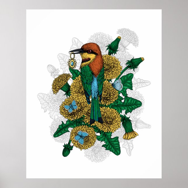 Póster El abejaruco con el colgante dorado (Frente)