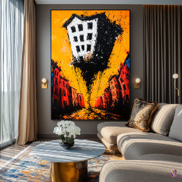 Póster El abismo flotante - Ciudad surrealista expresioni