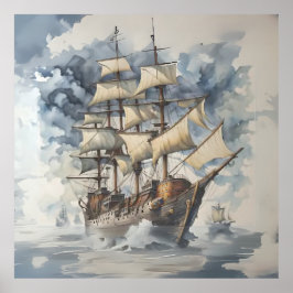 Póster El abrasivo barco de batalla marrón de Dreadnought